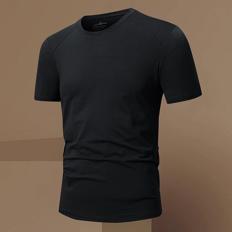 Casual Sports Ice Silk T-shirt Men's Round Neck Top