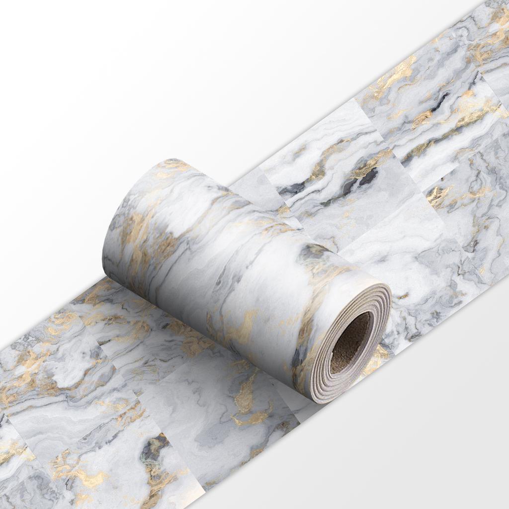 Luxury Marble Skirting Corner Wall Sticker Bathroom Office Glass Waist Line Home Decor Waterproof Floor Waveguide Art Wallpaper