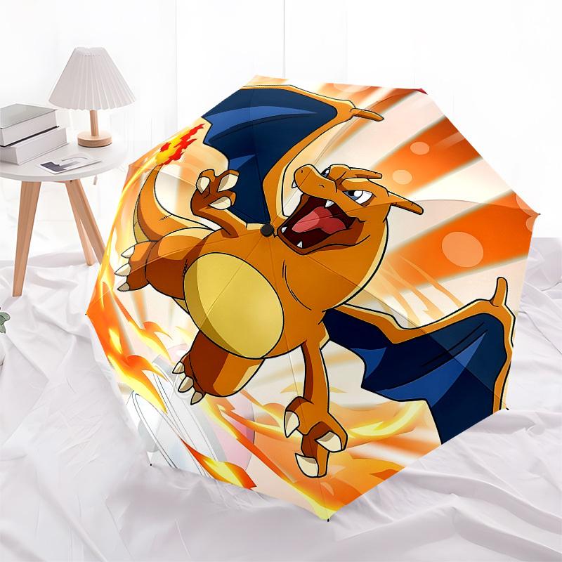 Charizard, FireThemed Automatic Opening and Closing Umbrella 8 Ribs, Suitable for Leisure and Going Out, Outdoor Accessory, Gothic Style,