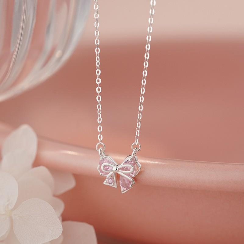 Bow Pendant Necklace Choker Women Elegant Minimalist Jewelry