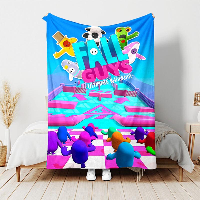 Game Fall guys printed throw blanket—lightweight,soft,warm;versatile blanket all seasons—perfect air-conditioning throw,nap blanket