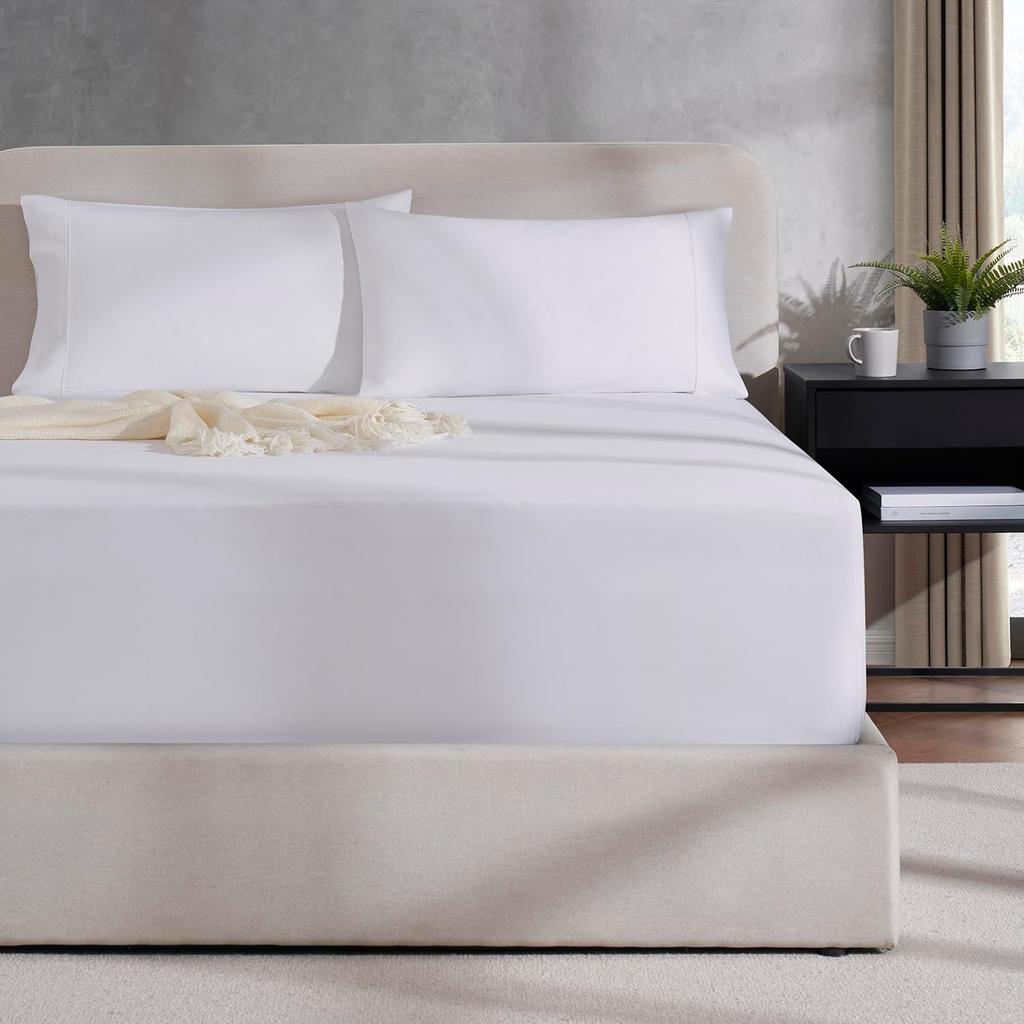 1PC Solid Color Bed Sheet, Comfortable Fitted Sheets, Deep Pocket Mattress Protective Cover Bedding Collection Smooth Texture