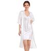 Women's Silk Satin Pajamas 2Pcs Sexy Silky Pj Robe Set with Chemise Nightgown