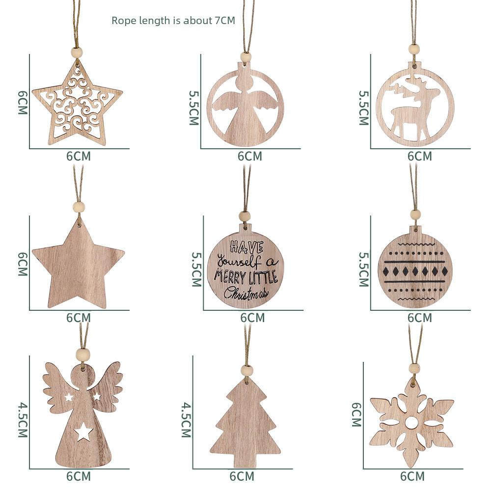 Wooden Christmas Elegant Ornaments Set With Intricate Hollow Designs For Festive Decor