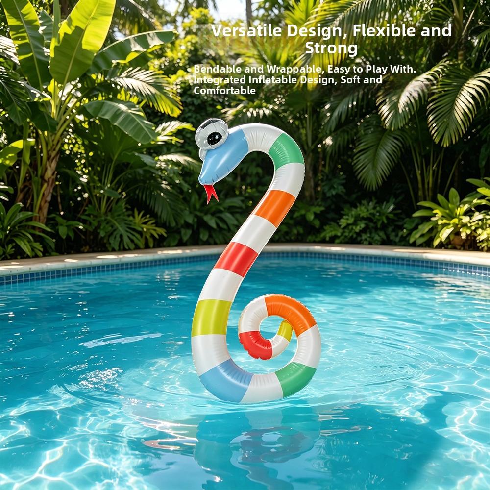 Inflatable Snake Pool Noodle PVC Blow Up Wavy Floating Stick Adult Kids Swimming Training Float Water Beach Game Toy