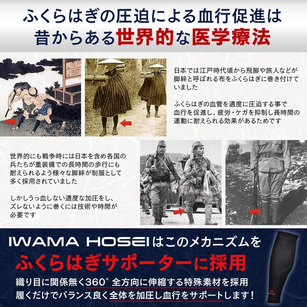 IWAMA HOSEI Calf Supports, Calf Supports for Sports, Muscle Strains, Compression, Men's, Set of 2, CALF FIT