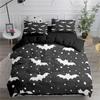 Halloween Duvet Cover Set Flying Vampire Bedding Set Bats Witchcraft Magic Polyester Comforter Cover King Size for Boys Girls