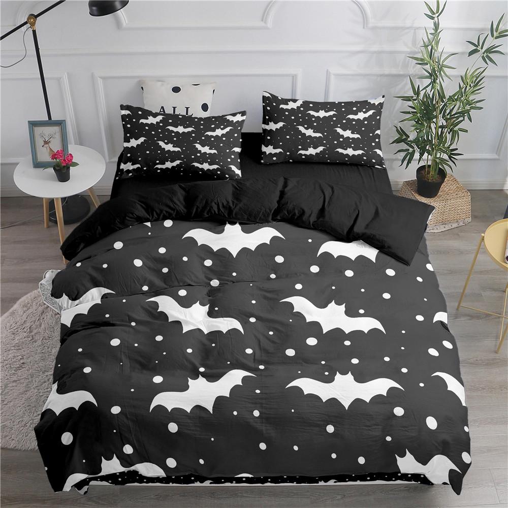 Halloween Duvet Cover Set Flying Vampire Bedding Set Bats Witchcraft Magic Polyester Comforter Cover King Size for Boys Girls