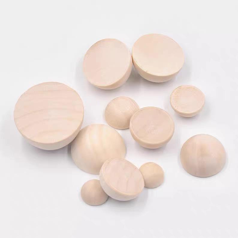 Natural Wood Semi-Circular Beads: DIY Hole-Free Lotus Wood, 15-50mm