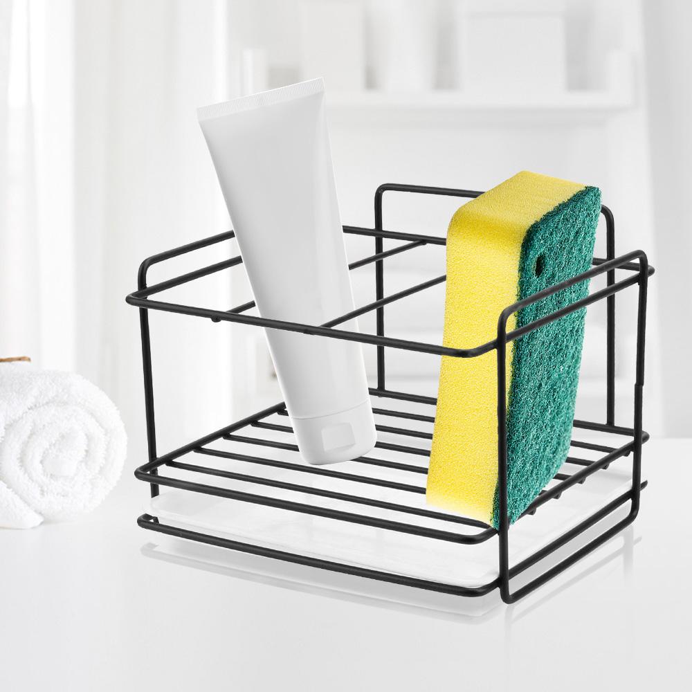 Kitchen Accessories Soap Drain Storage Rack Sponge Holder Iron Shelf Bathroom Organizer Bathroom Holder Dishcloth Brush Holder