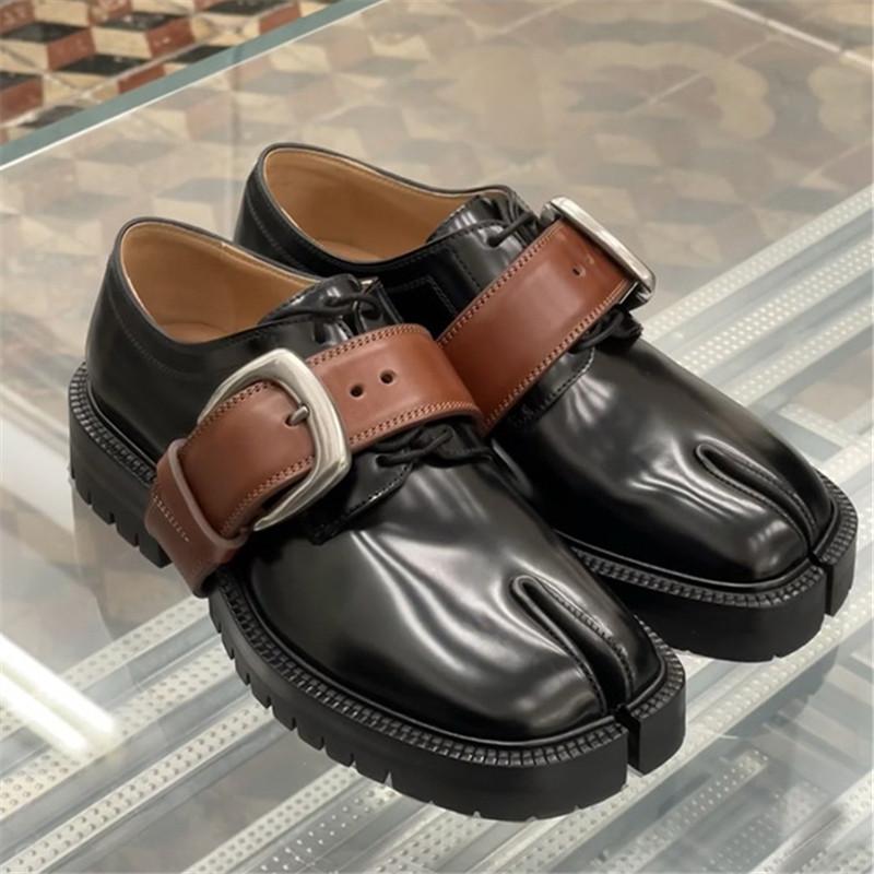 

Women Autumn Ankle Boots for Woman s Round Toe Lace-Up Thick Bottom Belt Buckle Shoes Ladies Split Toe Square Heels Casual Shoes 45