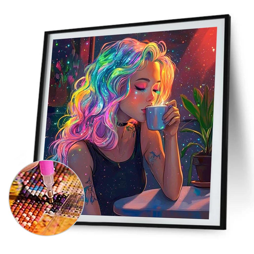 

5D DIY Полный Круглый Дрель Частичный AB Алмазная Картина Девушка Набор Художественный Декор 45x45см