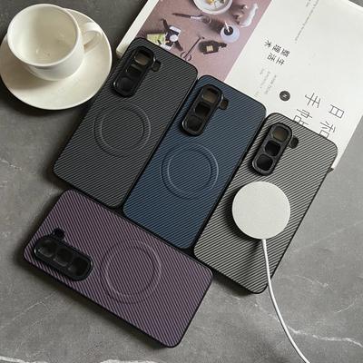 Capa Magnética para Sony Xperia 1 Vii Vi 5 1 iii iV II Capa Couro PU Textura Fibra de Carbono Mag-safe Capa Completa para Câmera Fundas