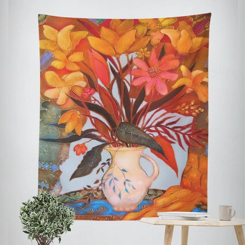 Украшение стен для дома Гобелен с рисунком фруктов и цветов Подвесная ткань для офиса — фото 3