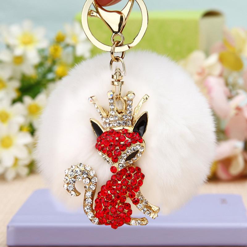Creative Rhinestone Tiger Car Keychain Plush Accessory Beautiful Metal Keyring Gift