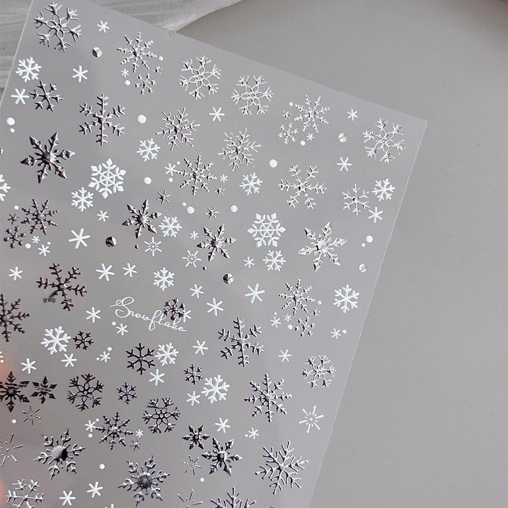 Duha 3D Zlaté a Stříbrné Vločky Nálepky na Nehty s Lepicí Zadní Stranou