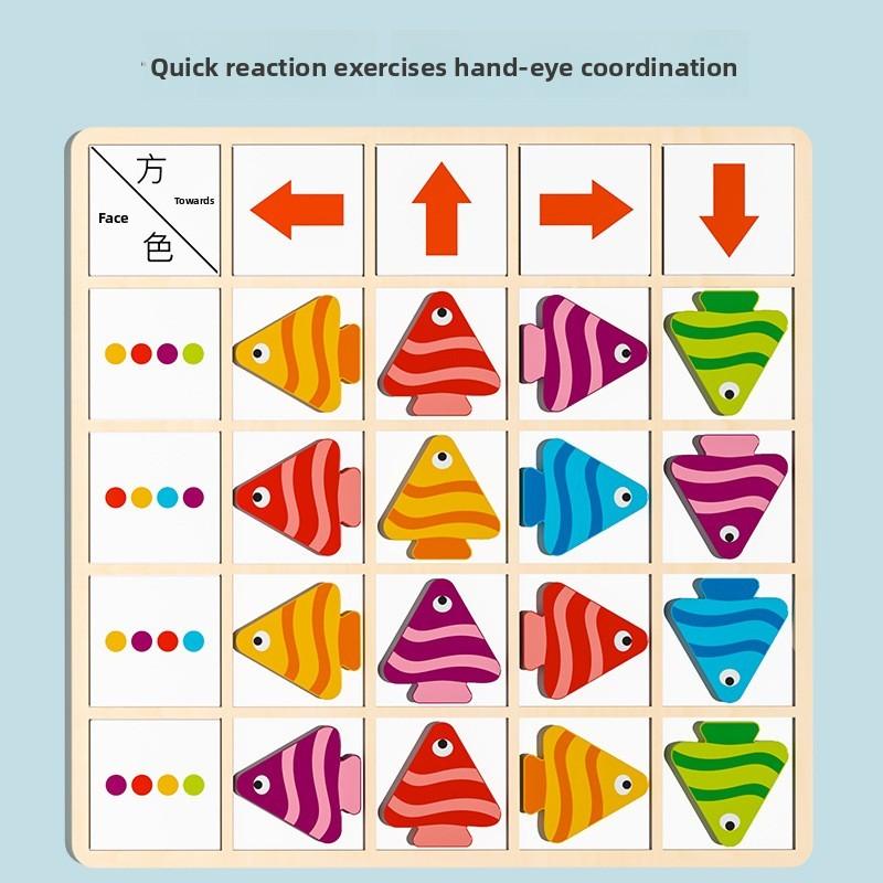 Fish Matching Wooden Toy Children Logic Skills Early Education Game Interactive