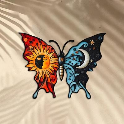 Multicolor Tree Butterfly Metal Wall Art Ornament For Home Living Room Bedroom Decors Easy Installation No Tool Needs