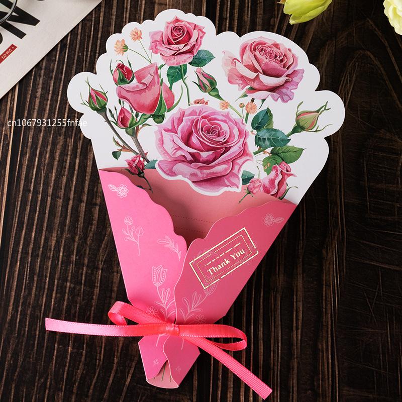1PCS Carnation Creative Floral Postcard - Exquisite Greeting Card for Birthday Teacher Day Gifts Beautiful Thanks Flowers