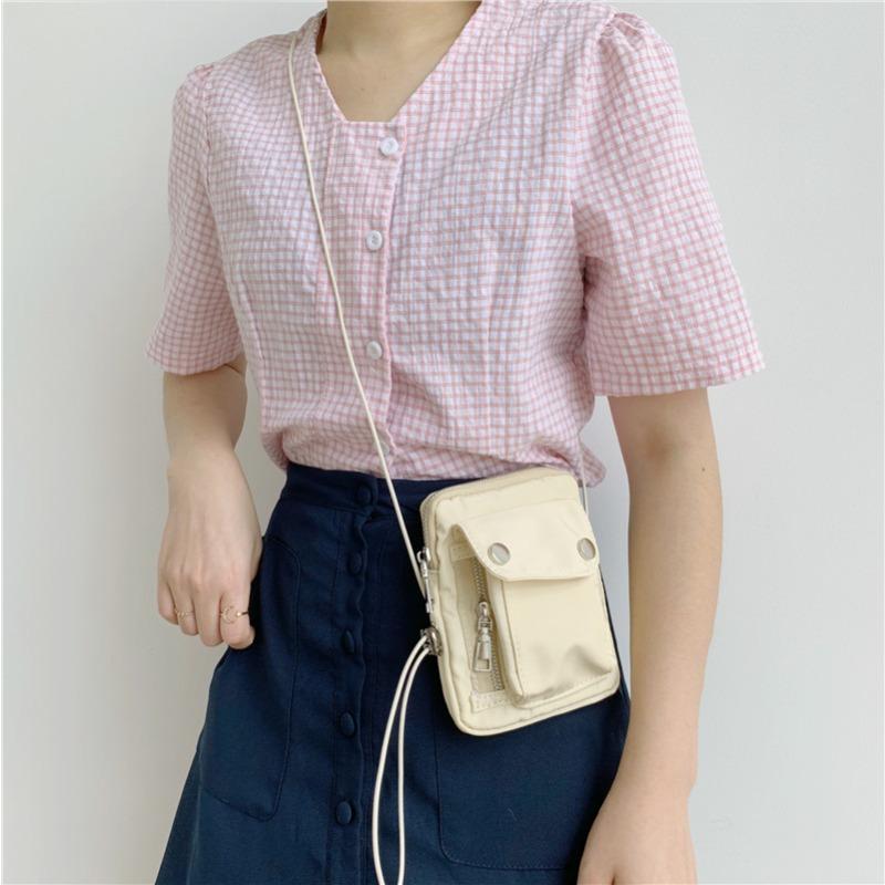 Logo Messenger Small Square Bag Mini Change Nylon Mobile Phone Bag Niche Design Fashion Fanny Pack Women