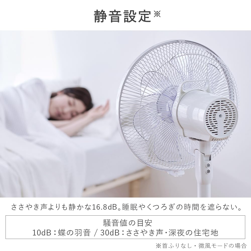 Fernbedienung, Wohnraumventilator, Gleichstrommotor, 12-stufige Luftmengeneinstellung, leise, 22 dB, 7 Flügel, Timer-Einstellung, Schlafmodus, Schwenkfunktion, leicht zu reinigen, Fernbedienung, hoch