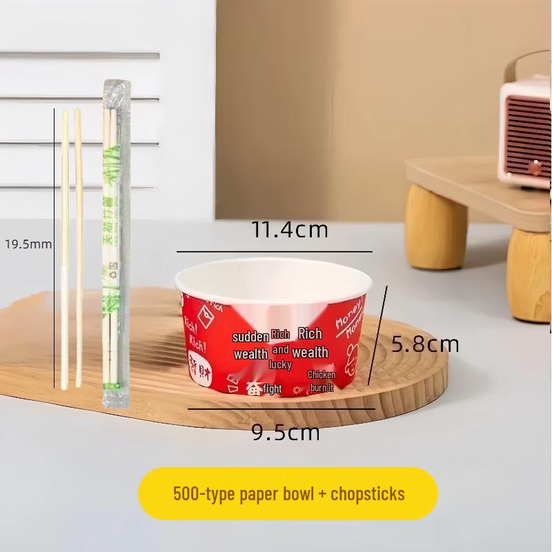 Disposable Microwaveable Paper Bowl Set with Chopsticks