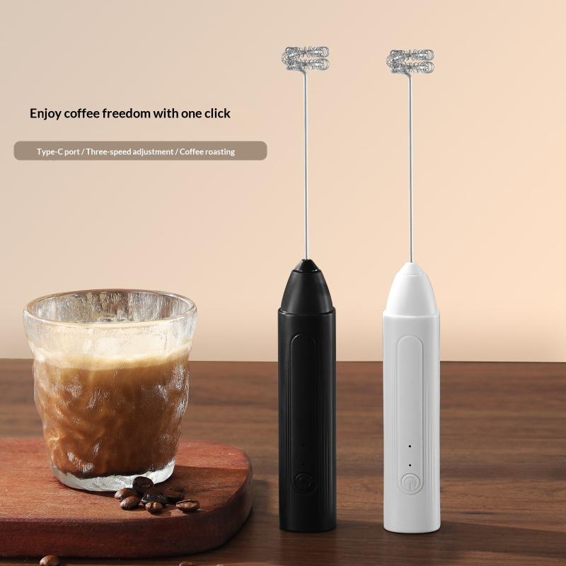 Electric Milk Frother Dual Stick Rechargeable 3-Speed Handheld Egg Beater Coffee Frother Cream Foamer Maker Type-C Rechargeable