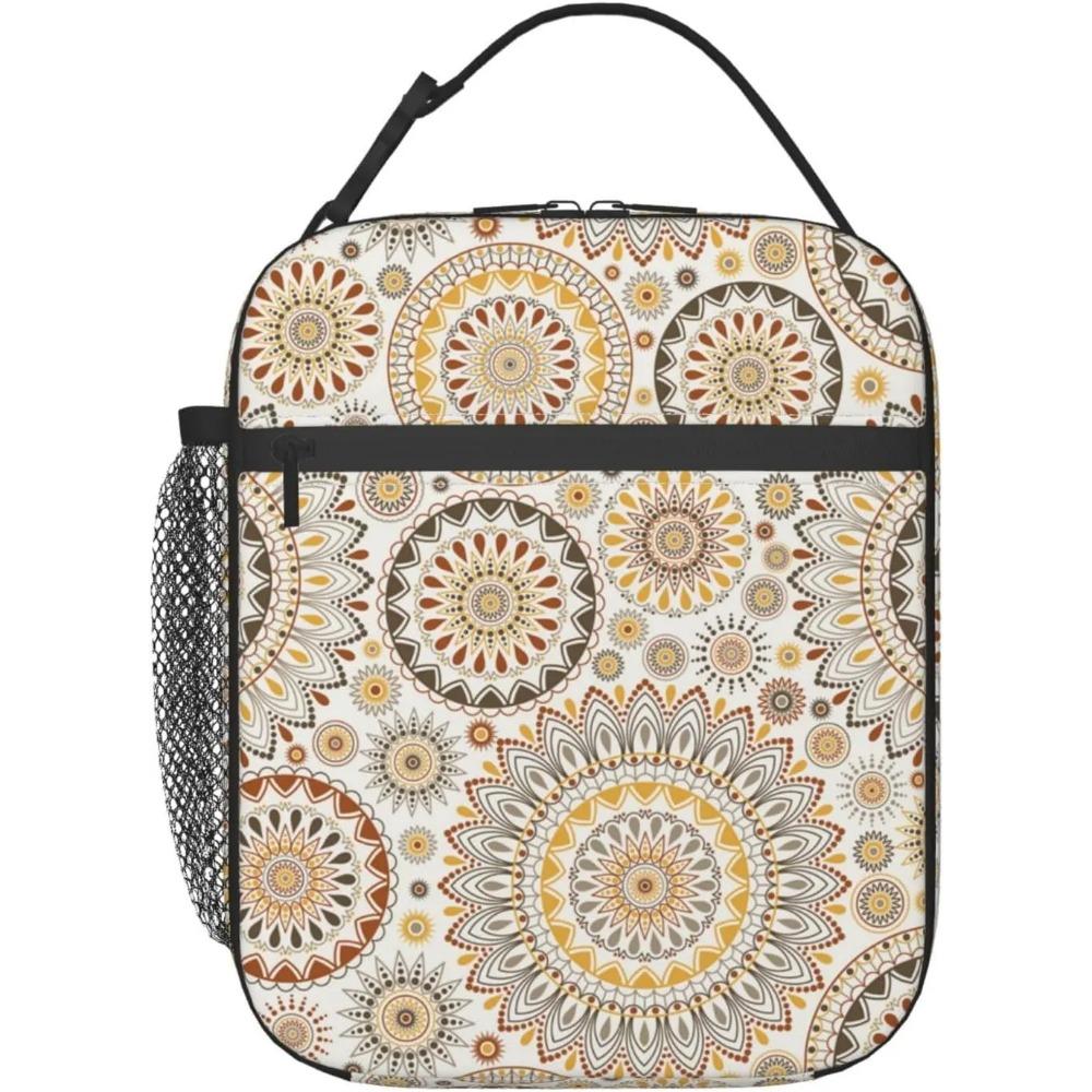 Colorful Cats and Dogs Lunch Bag Reusable Lunch Box Food Tote Container with Side Pocket for Work School Picnic