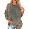 Women's T Shirt Flannel Print Tunic Long Sleeve Party  Round Neck  Tops