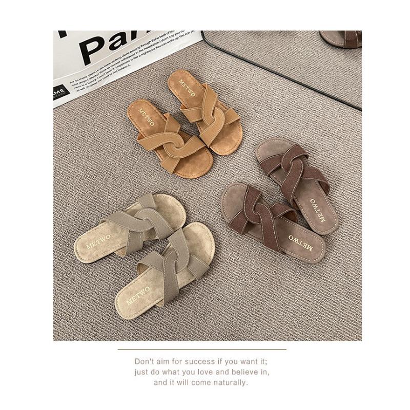 Fondo Piatto, Pantofole, Donna, Estate, Capispalla, Intrecciato, Vacanza, Romano, Sandali