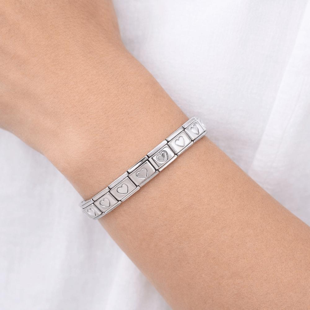 9mm Modulares Edelstahlarmband Quadratisch Elastische Handkette Geburtstag