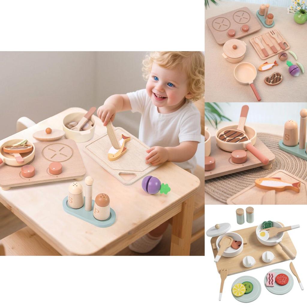 Wooden Simulation Cooking Utensils, Pots, And Children Toy Sets For Sensory And Cognitive Growth