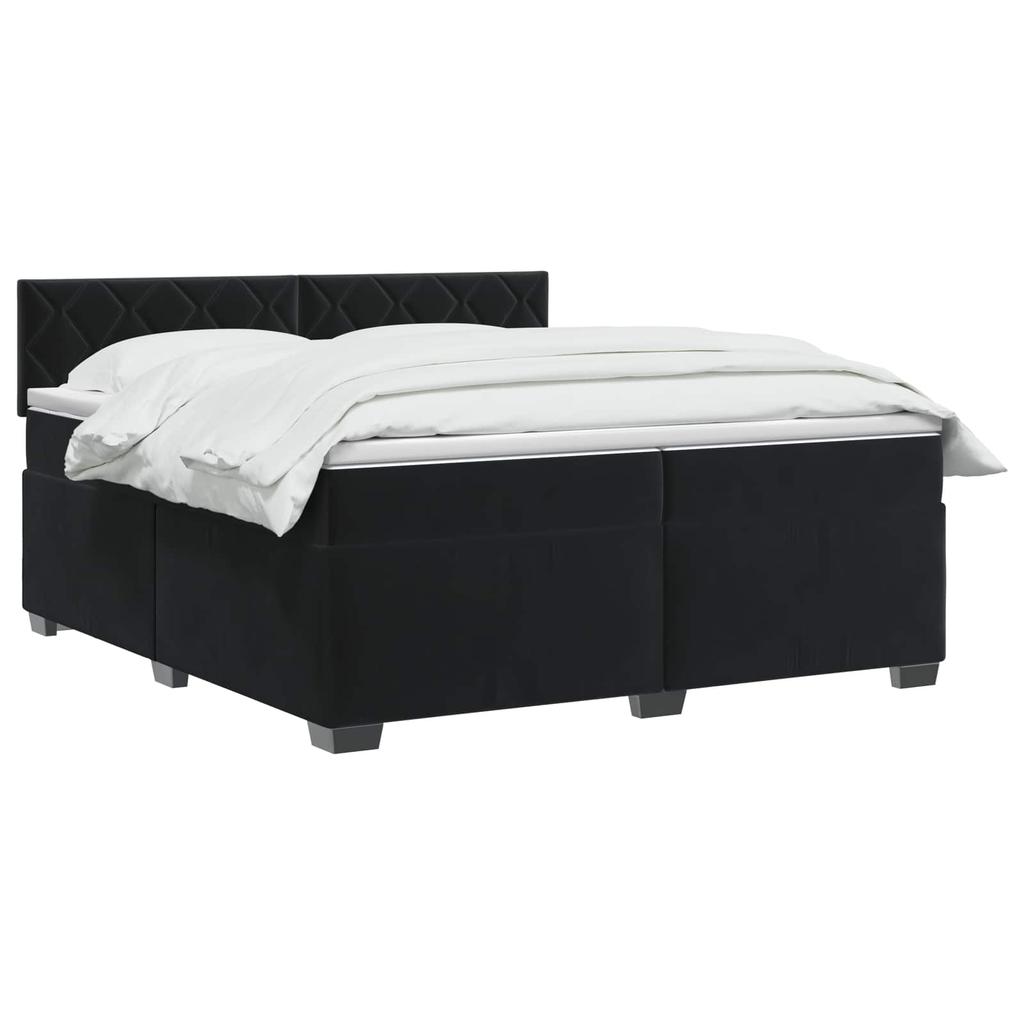 Box Spring Bed with Mattress Black 200 X 200 Cm Velvet