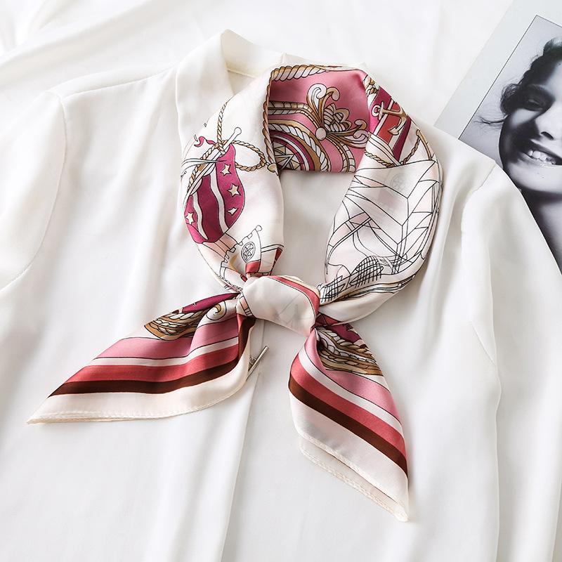New Luxury Design 70*70Cm Horse Print Silk Square Scarf Women Soft Satin Hairband Neckerchief Office Hijab Headband Foulard Gift