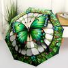 1pc Ladybugs, Butterflies Pattern Umbrella Portable Folding Umbrella Iron Frame Hole Bone Structure Outdoor Home Umbrella