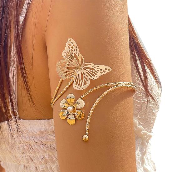 Arm Bracelet Punk Style Starfish Conch Flower Decor Opening Adjustable Arm Bangle Jewelry Accessories