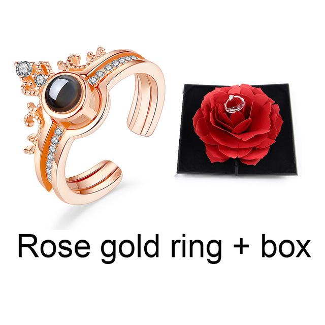 3D Fashion Elegant Rings Joyful Red Box Wedding Engagement Case Rose Flower Gift For Love Jewelry Display Storage Holder