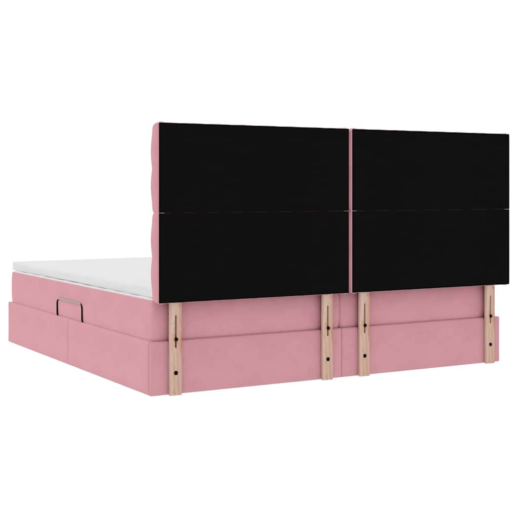 LED Storage Bed with Mattress Pink 200 x 200 cm Velvet