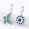 Creative Geometric Asymmetric Butterfly Lady Earrings Sapphire Flower Mosaic Enamel Earrings