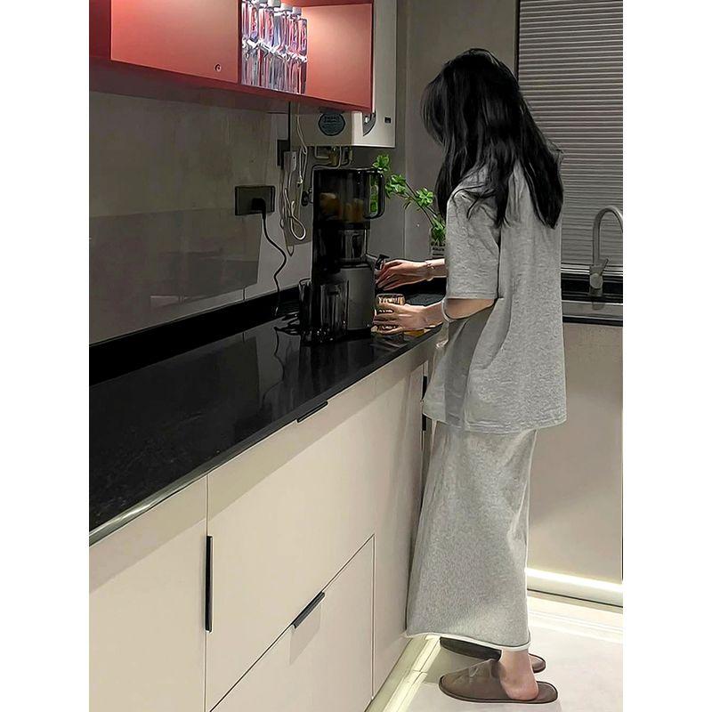 

Nanni Naio Mi Корейский стиль Классический серый костюм Женский 2025 Лето Новое поступление Футболка Юбка Костюм-двойка Grey Suit L