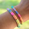 Go2boho Pulsera de Amistad Heishi Arcilla Polimérica 4mm y 6mm Pulsera de Cuentas Arcoíris Colorida Verano Playa Regalo para Mejor Amigo