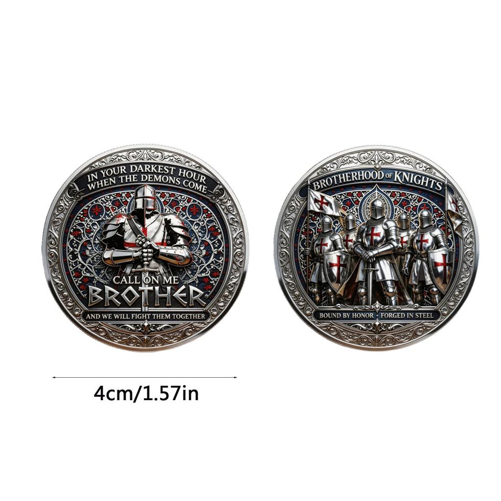 Medieval Knight Commemorative Coin Gift Box with Metal Relief Commemorative Medal Double sided Coin Craft Gift
