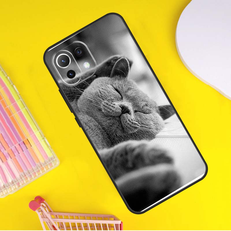 Beautiful Grey British Shorthair Cat Cover For Xiaomi 13 14 Ultra 11T 12T 13T 14T Pro POCO X7 Pro X3 X5 F3 F5 F6 M6 X6 Pro Case