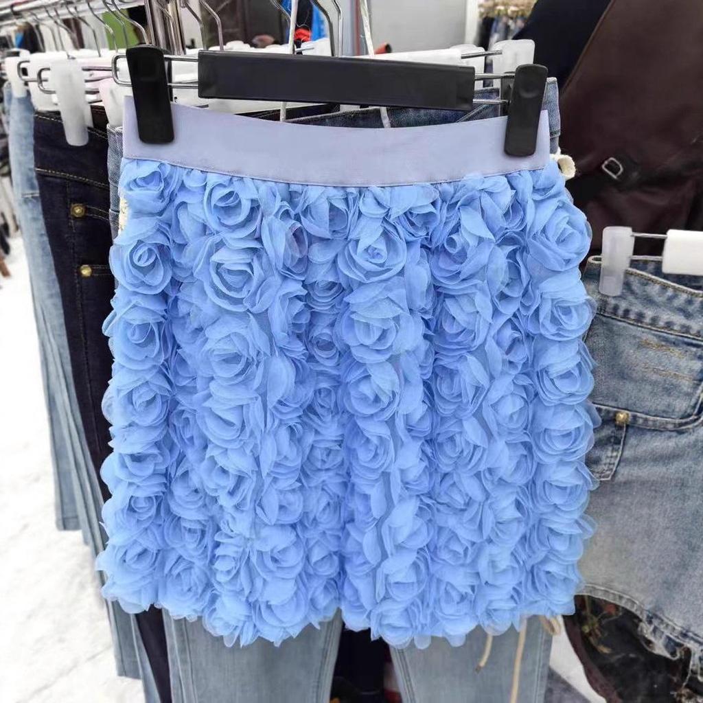 Damen Europäischer & Amerikanischer 3D-Rosen A-Linien-Rock: Eleganten Schlankmachenden Kurzen Rock