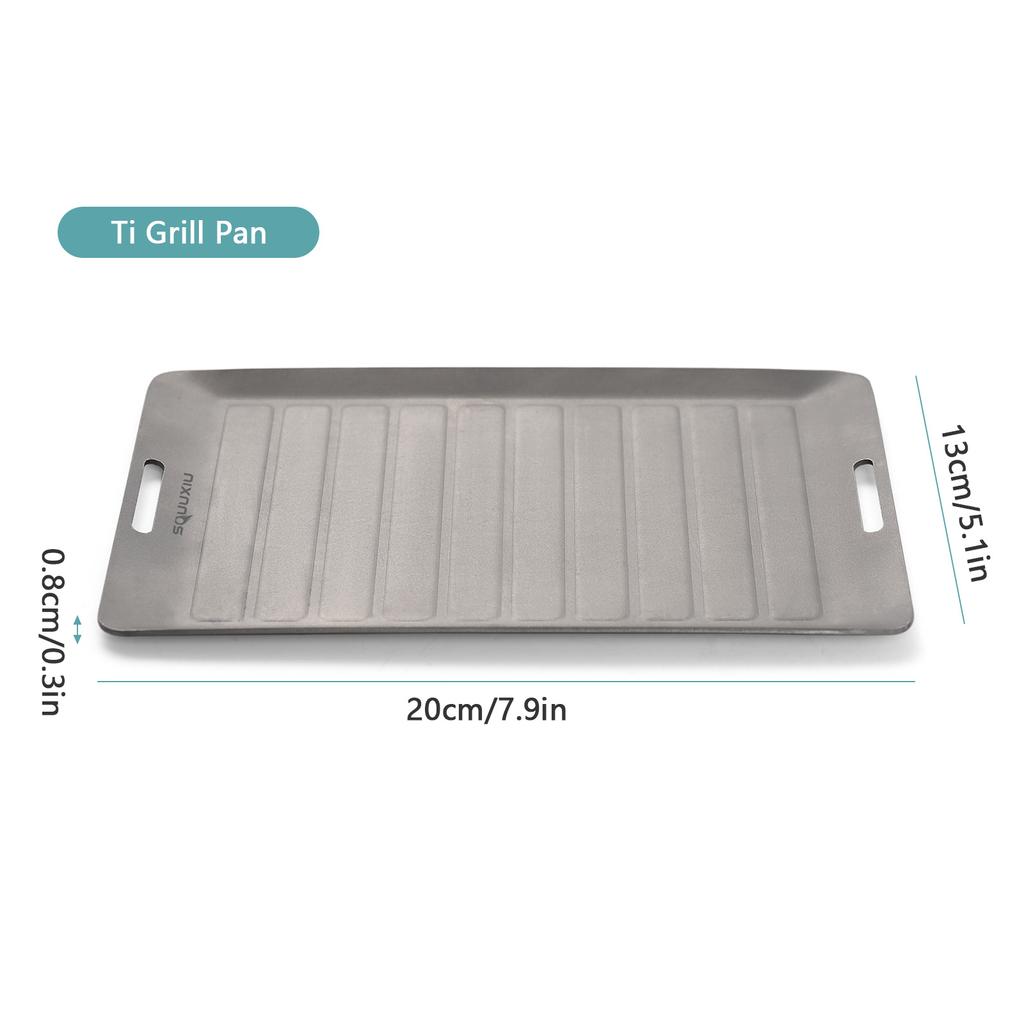 Ti Camping Grill Pan & BBQ Tongs Set Portable Outdoor Cookware Non-Stick Surface Matte Finish Perfect for 1 Person