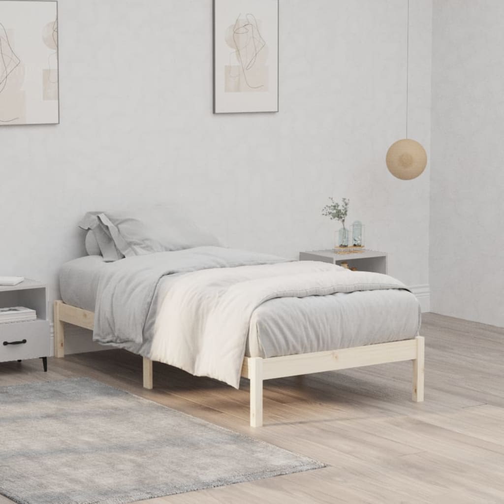 Solid Wood Bed Frame Without Mattress 100 X 190 Cm Pine