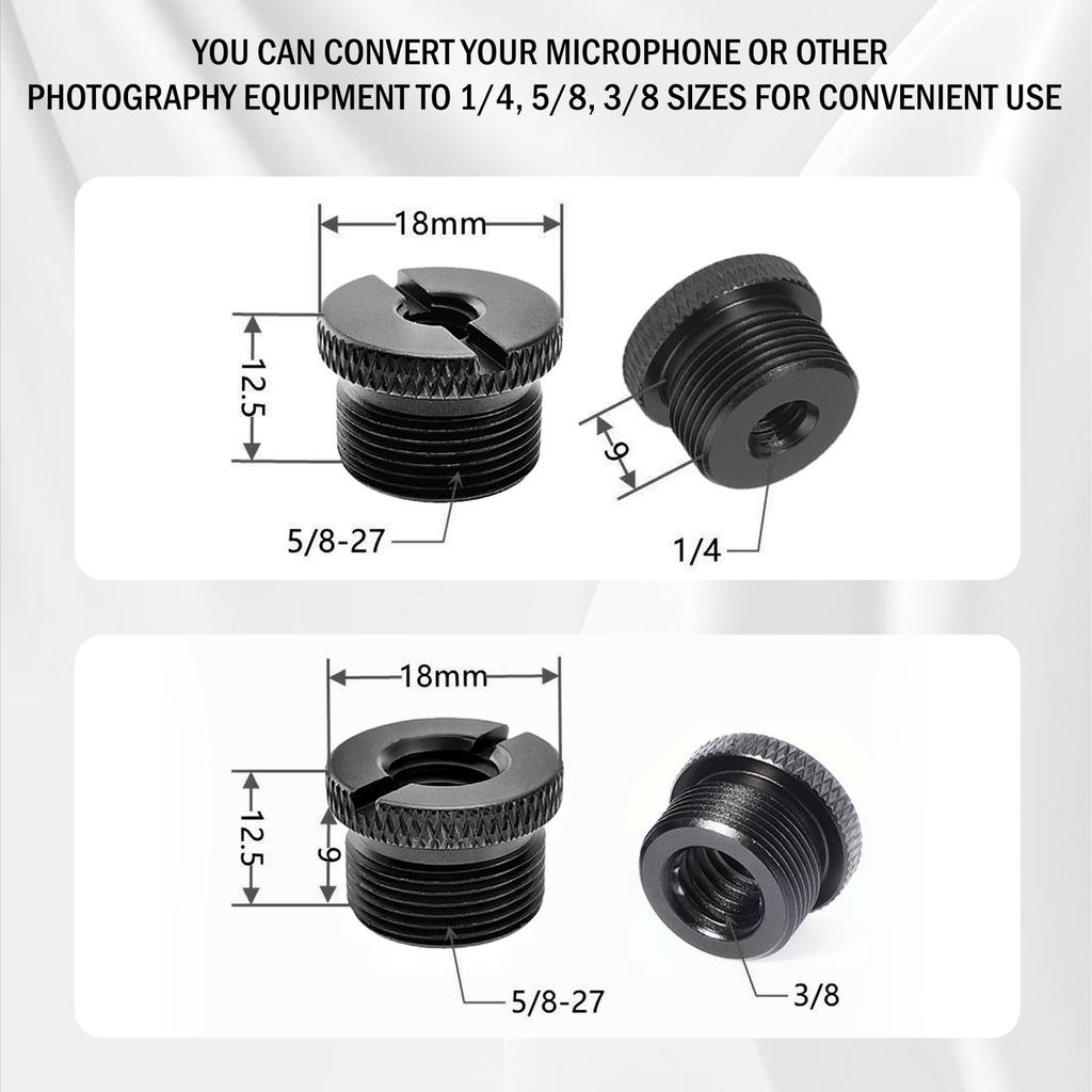 TORMEN 2pcs Microphone Stand Adapter Screw Adapter Thread Female to Female to Male Screw for Mic Camera Easy to Use for Professional Hobbyist 1/4