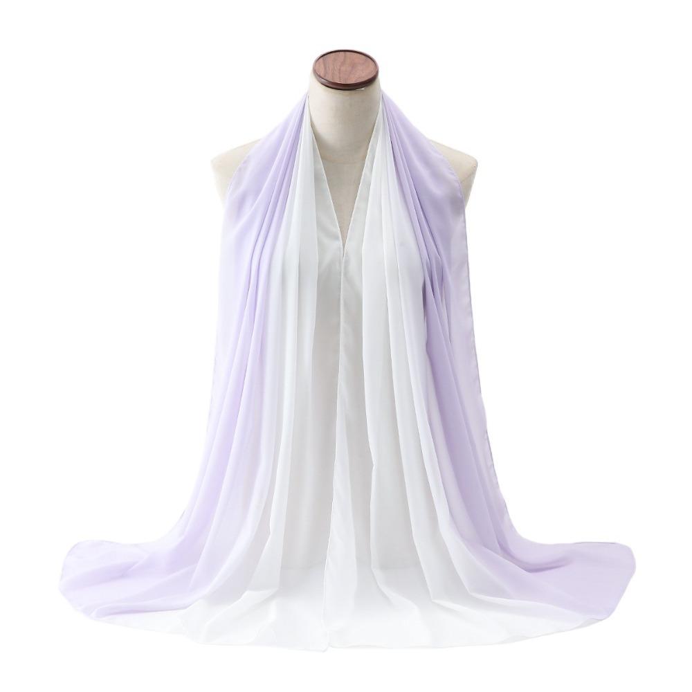 Long Headscarf Chiffon Wraps Shawl Breathable Ethnic Style Scarf  Women белый/фиолетовый
