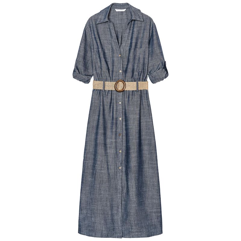 Zaprha 2025 New Arrival with Belt Lapel Long Sleeves Midi Skirt Dress Waist Slim Looking Elegant 2843787