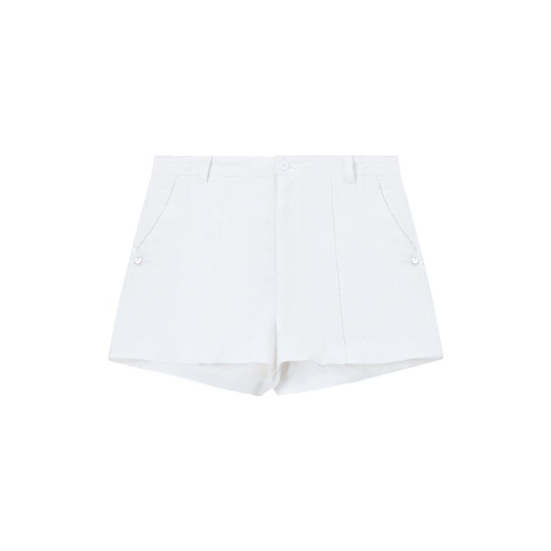 Old Qian Style Wear Suit Women's Long Sleeve Polo Collar White Shirt Autumn High Waist Wide Leg Shorts Temperament Twinset